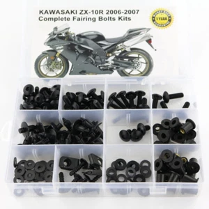 Ajuste para Kawasaki ZX-10R 2006 2007 Carenado Pernos Tornillos Sujetadores Kit Negro - Imagen 1 de 11