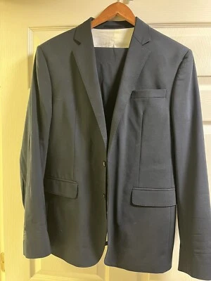 DSQUARED2 PARIS ВЫРЕЗ ТОНКИЙ ГЛАДКИЙ ТЕМНО-СИНИЙ КОСТЮМ РАЗМЕР 52 - Изображение 1 из 4