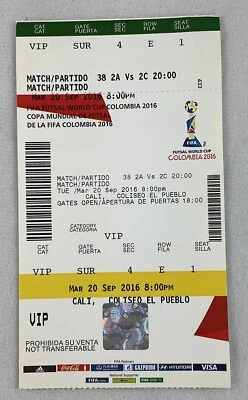 EFB 2016 09/20 FIFA FUTSAL World Cup Columbia FB Ticket-Columbia v Paraguay - Image 1 of 2