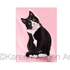 ACEO ATC Art Card Print Signed “Befuddled “ Pink Cat Cats Kitten Pet Animal