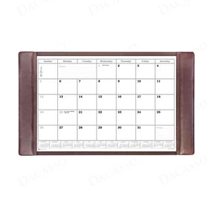Dacasso 34” x 20” Chocolate Brown Leather Calendar Desk Pad w/Side Rails - Photo 1/6