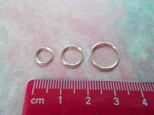  3  Silver Rings  Nose Rings Small, Medium & Large Hoop Earrings - Picture 1 of 1