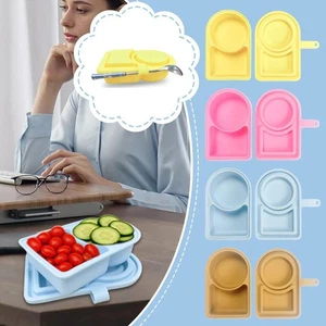 Reusable Silicone Snack Containers, Double Compartment Condiment Containers V1H9 - Picture 1 of 16