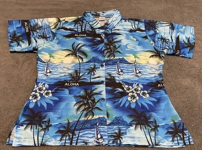 LALEELA Hawaiian Shirt Womens Extra Large Aloha Button Up Short Sleeve Read Desc - Image 1 of 4