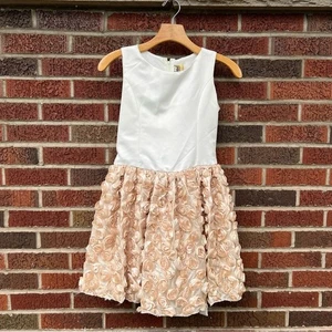 Kiki USA Cream and Bronze Floral Skirt Sleeveless Mini Dress - Picture 1 of 3