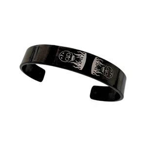 BRACELET JONC NOIR EN ACIER INOXYDABLE ORIGINAL POUR HOMME BIKER FLAMME -50% - Imagen 1 de 1