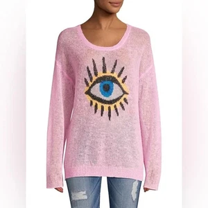 NEW SEALED Wildfox Eye See You Genesis Alpaca-Blend Sweater Pink SHIPS FREE - Picture 1 of 5