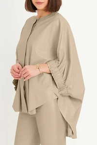 Planet by Lauren G vegane Leder CAPE JACKE MS. Maisel in FAWN Taupe Einheitsgröße 375 $ - Bild 1 von 9