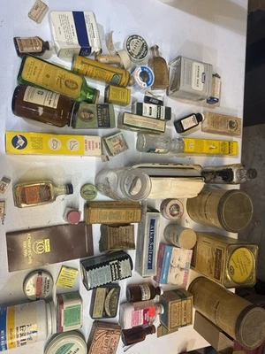 Large Lot 40+ Vintage Pharmacy Medicine Tins Bottles & Boxes – Rexall, Ex-Lax - Image 1 of 4
