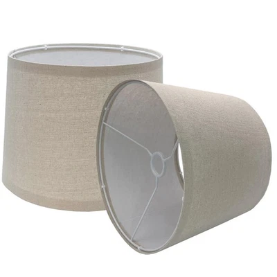 Juego de 2 pantallas de lámpara Uno, pantalla de lámpara de tambor 9" superior x 10" inferior x 7,5" de alto, Ba... Foto 1 de 4