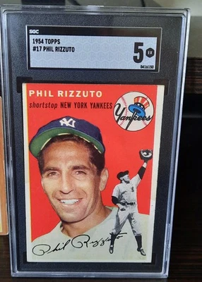 Scooter Phil Rizzuto 1954 Topps SGC 5 bem centralizado #17 HOF New York Yankees - Imagem 1 de 2