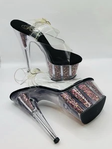 Scarpe tacco alto Pleaser 7" suola glitter trasparente plateau spogliarellista ballerina adora 6 - Foto 1 di 8