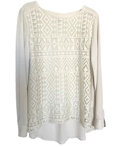 Banana Republic Top Damen Gr. S beige Spitze vorne transparent gefüttert Boho Chic Büro - Bild 1 von 12