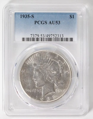 1935-S Peace Silver Dollar - PCGS AU53 - Image 1 of 4