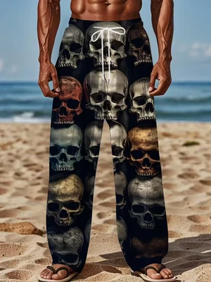  Pantalones de pijama informales con calavera - Estampado 3D por todas partes - Pantalones de pijama Foto 1 de 3