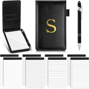 Cuaderno de bolsillo pequeño de 11 piezas de 3 x 5 pulgadas con bolígrafo, negro, principalmente blanco, plateado - Imagen 1 de 7