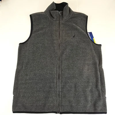 Nautica Vest Mens Medium Gray Fleece Full Zip Sleeveless Jacket NAUTEX Explorer - Image 1 of 4
