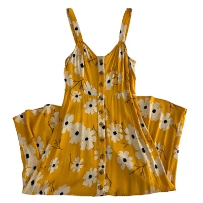 Vestido Madewell Mujer Ikat Floral Midi Sol Amarillo Mantequilla Retro Preppy Twee Talla 0 Foto 1 de 4