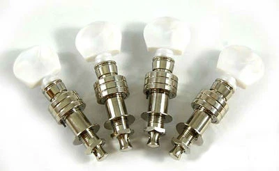 4 string banjo geared machine heads White buttons 4 pieces 328N-BW - Image 1 of 3