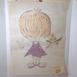 Hippy Girl Needlepoint Canvas Linna's Original 10 Count 19.5" x 20" - Picture 1 of 7