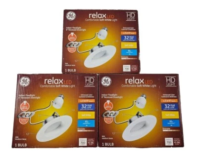 (LOTE DE 3) GE Relax LED Proyector Interior 5" o 6” Downlight Empotrado Blanco Suave Foto 1 de 4