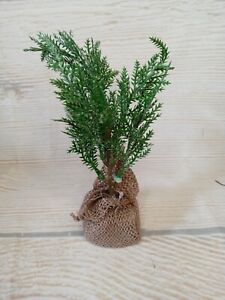 New Artificial Cedar Tree Fake Mini Burlap Wrapped Christmas Winter Decor Filler