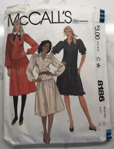 Vestido Pullover De Colección McCall's Patrón #8186 Misses Abotonado Cintura Caída Talla 12 - Imagen 1 de 5