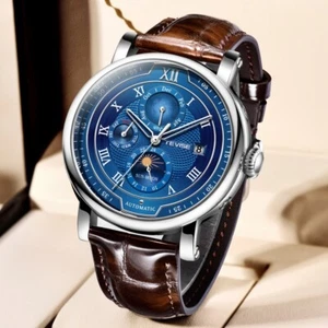 🔥Men Watch Automatic Mechanical Date Moon Phase Waterproof Exquisite Wristwatch - Picture 1 of 6