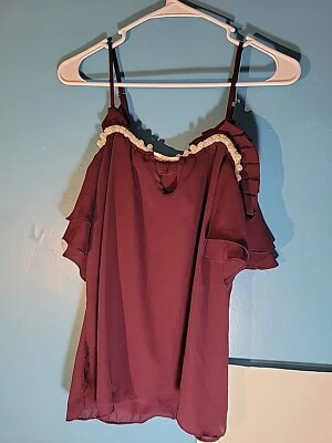 Blusa sin mangas granate talla pequeña K2 Club para mujer Foto 1 de 4