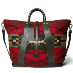 RRL RALPH LAUREN Leather trim Native Jacquard Tote Bag Auth Men New Unused JPN - Picture 1 of 4