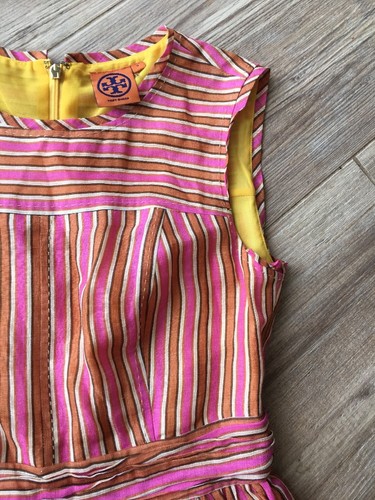 107. Abito a righe Tory Burch Hildy Valentino $ 670 taglia 6 S a pieghe