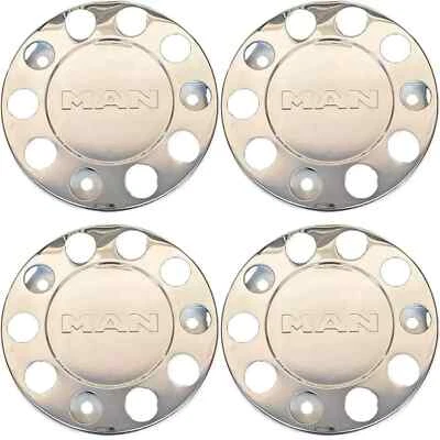 4 pcs 22.5" Polished Stainless Stell Wheel Cover Trims For MAN TRUCK-BUS - Image 1 of 4