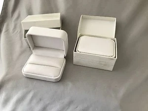 Two White Faux Leather Ring Jewelry Gift Box - Picture 1 of 3