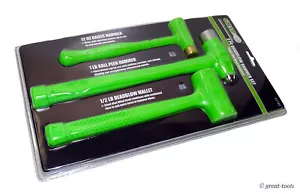 DEAD BLOW HAMMER SET – deadblow hammers – high visibility green – hand tools - Picture 1 of 1