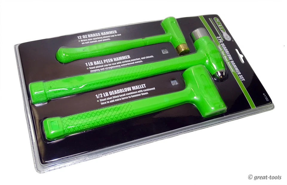 DEAD BLOW HAMMER SET – deadblow hammers – high visibility green – hand tools - Image 1 of 1