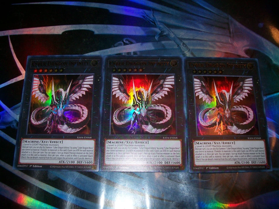 3x Cyber Dragon Infinity 1st Edition Ultra Rare RA04-EN068 Yu-Gi-Oh! - Image 1 of 1