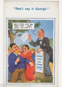 Donald McGill, Nieder mit dem Dämon trinken Comic Postkarte, B565 - Bild 1 von 2