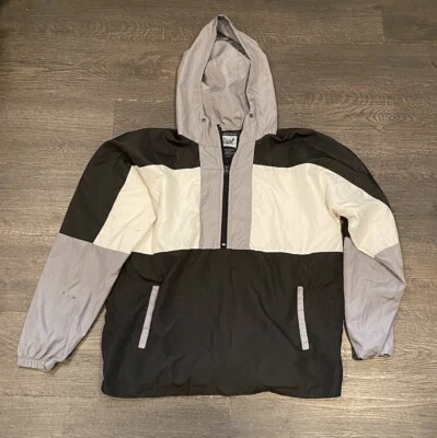 Hermosa Cortavientos Gigante Camuflada Para Hombre Mediana Ligera Cremallera Completa Negra Gris Foto 1 de 3