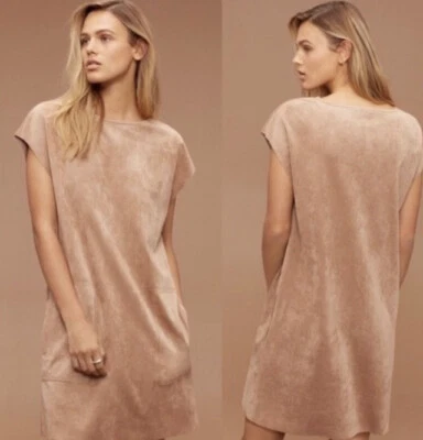 Vestido/túnica Nori de gamuza sintética Aritzia Wilfred Free manga corta en camel mediano Foto 1 de 4
