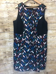 DKNYC Plus Size Sleeveless Dress w/ Contrast Sides Size 18W Black Tan Blue Red - Picture 1 of 6