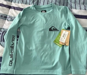 Quiksilver Boy Long Sleeve UPF 50+ Rashguard Teal Black Logo Size 5 NWT - Picture 1 of 1
