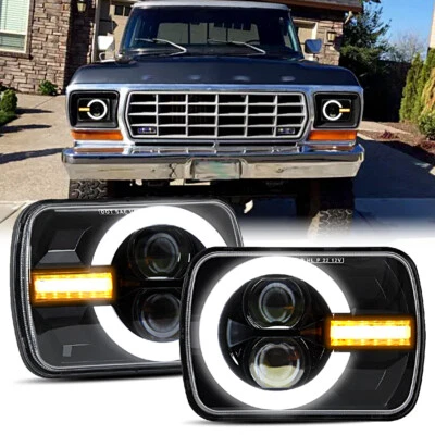 Faros LED 2x6"" 5x7"" haz alto/bajo halo DRL para Ford F-150 F-250 F-350 Foto 1 de 4