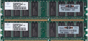 512MB 2x256MB DDR-400 NANYA Ram KIT PC-3200 NT256D64S88B1G-5T HP 326667-041 DDR1 - Picture 1 of 2