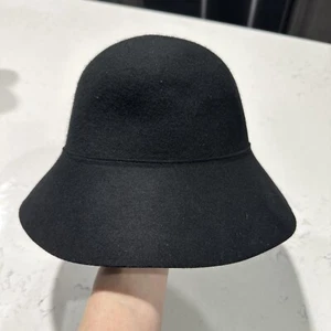 Sombrero cubo Fedora negro 100 % lana para mujer talla única - Imagen 1 de 6