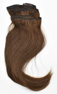 Benehair 100% Remy Human Hair Clip-In Hair Extensions 12" Medium Brown #4 - Picture 1 of 3