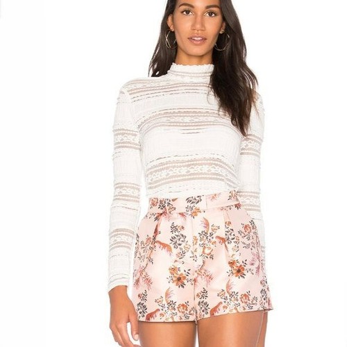 OFF WHITE Top REVOLVE Endless rosa finto collo pizzo testurizzato bianco sporco taglia XL