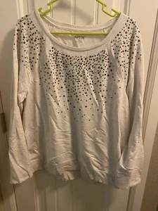 Apt 9 XL Sweatshirt Embellished Off White Lightweight Top Pretty - Picture 1 of 7