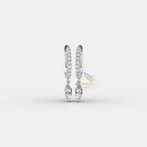 14K White Gold 1.02 Ct E-F/VVS-VS Lab Grown Diamond Wedding Tear Drop Earrings - Picture 1 of 15