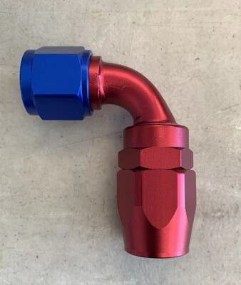 -10 AN Hose End Fitting 90 Degree Red/Blue - Image 1 of 2