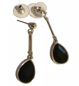 1 Paar 4,5 cm lange Strass Ohrstecker Ohrringe silberf schwarz kristallklar - Bild 1 von 2